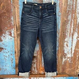 Pilcro And The Letterpress High Rise Cigarette Raw Hem Jeans Size 29